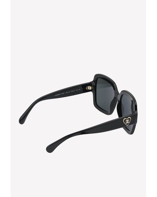Chanel Oversized Square shaped Sunglasses With Charms in Gray Lyst