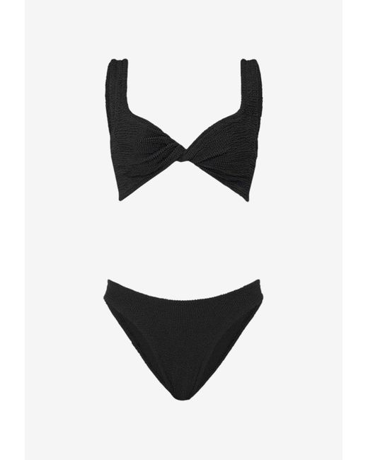Hunza G White Juno Textured Nylon Twisted Bikini