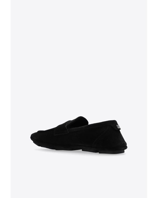 Dolce & Gabbana Black Dg Logo Suede Loafers for men