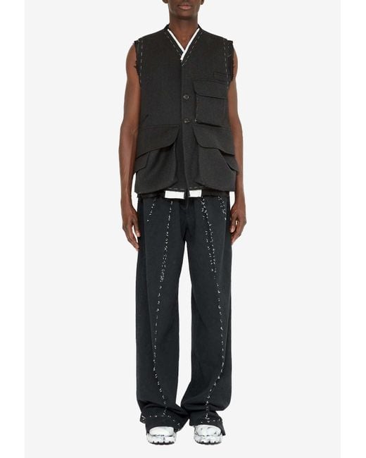 Maison Margiela Black Cargo Wool Vest for men
