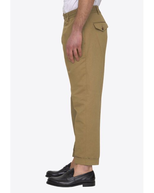 PT Torino Natural Cropped Linen-Blend Chino Pants for men