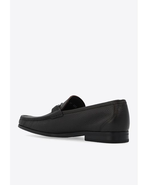 Ferragamo Black Grandioso Leather Loafers for men