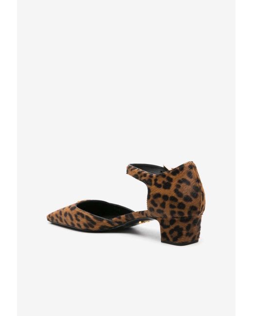 Prada White 45 Leopard Print Pumps