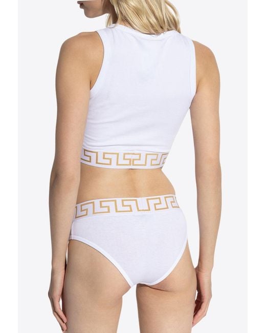 Versace White Greca Border Briefs