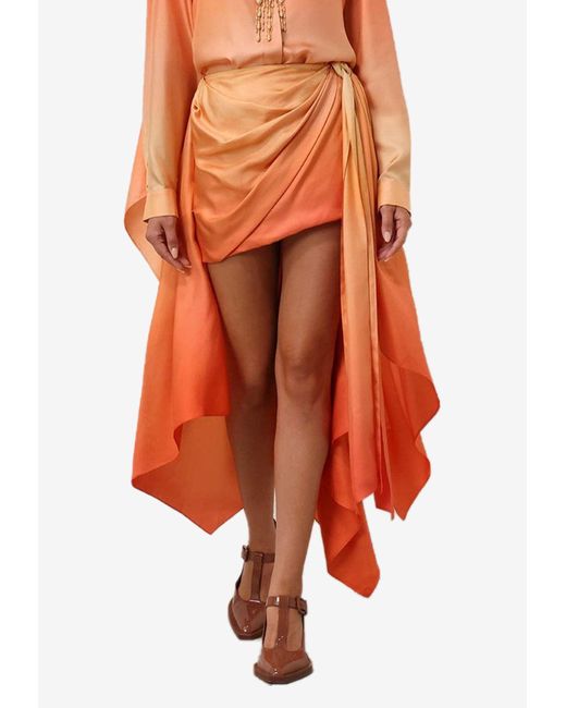 Zimmermann Orange Tranquillity Scarf-Detail Mini Skirt