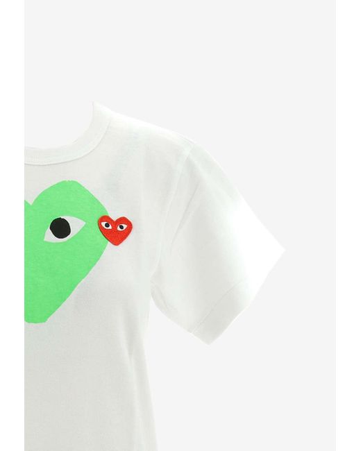 COMME DES GARÇONS PLAY Green Heart-Printed Crewneck T-Shirt