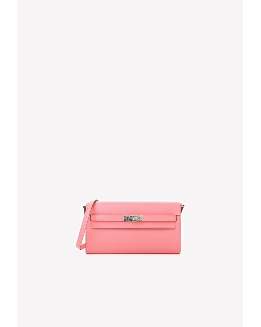 Hermès Pink Kelly To Go Wallet In Rose Confetti Epsom With Palladium Hardware