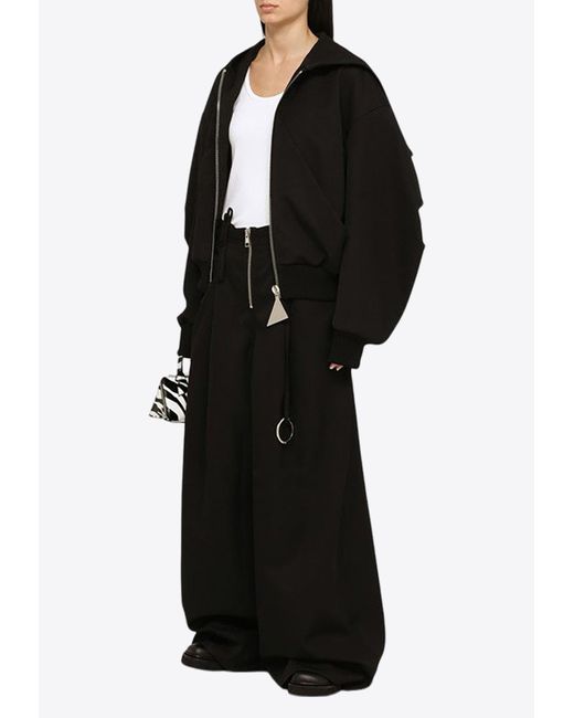 The Attico Oversized Wool Bomber Jacket in Black Lyst