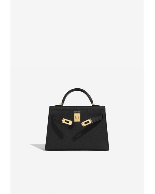 Hermès Black Mini Kelly 20 Top Handle Bag