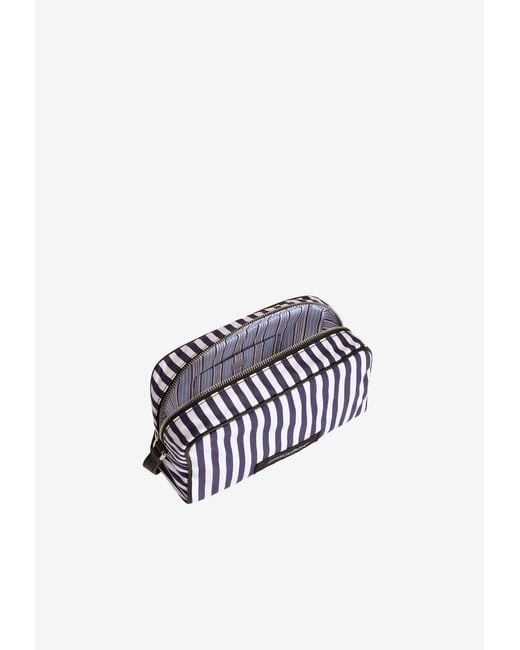 Dolce & Gabbana White Logo Patch Striped Pouch Bag for men