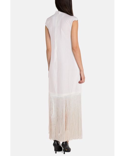 Rue15 White Gypsy Fringe Dress With Crisscross Embroidery
