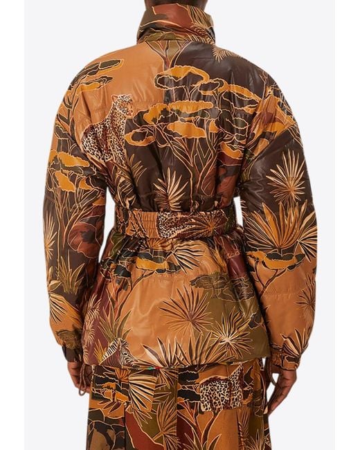 FARM Rio Savana Dream Reversible Puffer Jacket in Brown | Lyst