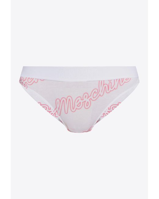 Moschino Pink Logo Print Briefs