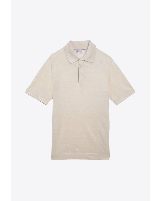 Brunello Cucinelli White Slim-Fit Polo T-Shirt for men