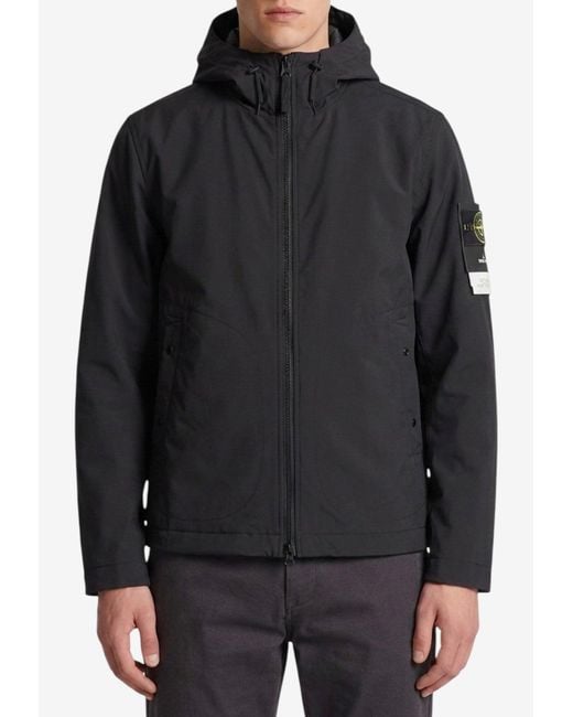 Stone Island Black Soft Shell-R_E.Dye Technology Jacket for men