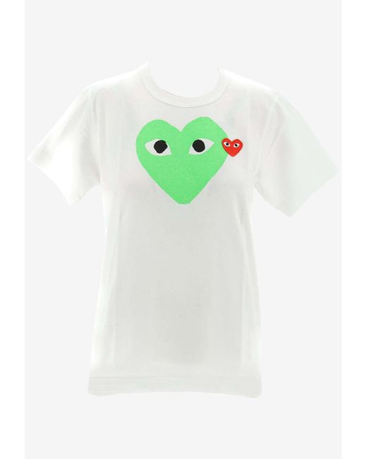 COMME DES GARÇONS PLAY Green Heart-Printed Crewneck T-Shirt