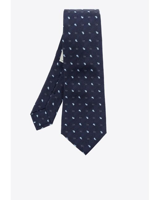 Etro Blue Patterned Silk Tie for men