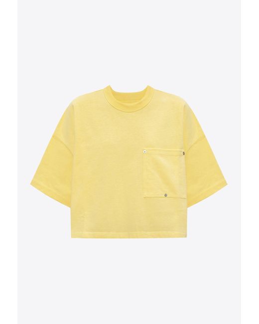 Bottega Veneta Yellow V Pocket Cropped T-Shirt
