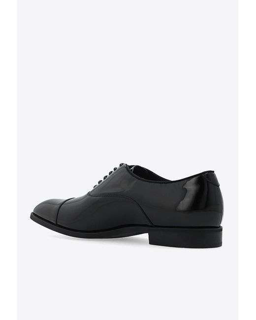 Emporio Armani Black Patent Leather Oxford Shoes for men