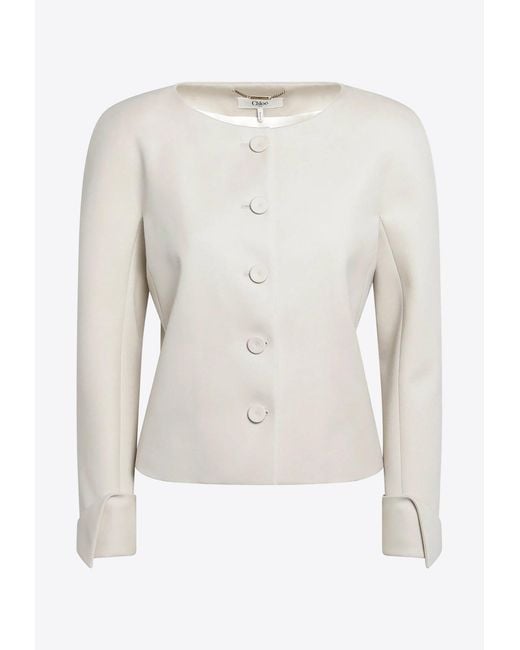 Chloé White Wool Buttoned Jacket