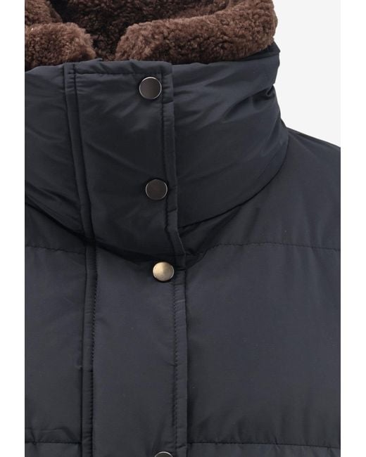 Brunello Cucinelli Blue High-Neck Down Jacket