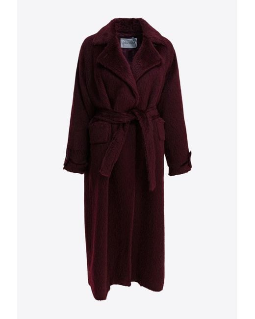 Max Mara Red Albata Belted Wool Coat