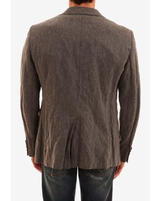 Tonello Gray Wool-Blend Single-Breasted Jacket for men