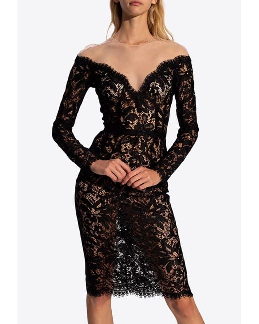 Dolce & Gabbana Black Floral Lace Sheer Dress
