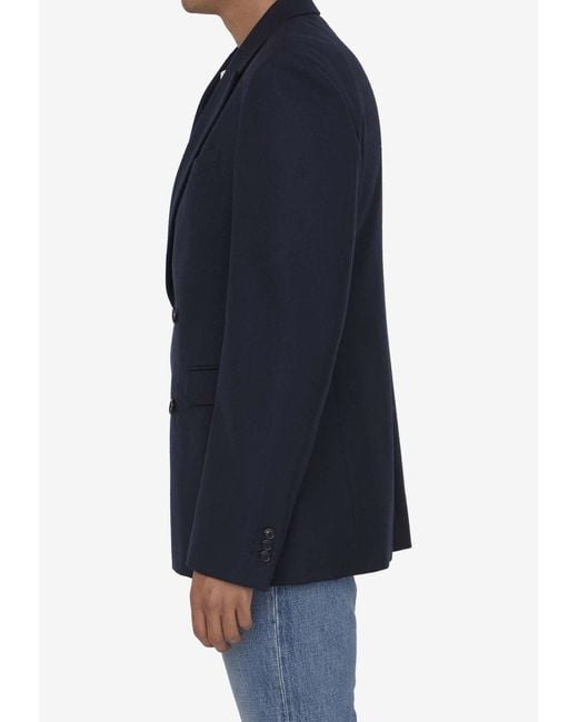 Loewe Blue Double-Breasted Wool Blazer for men