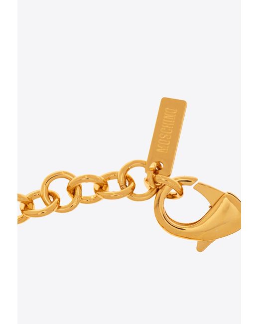 Moschino Metallic Question Mark Shaped Chain Bracelet
