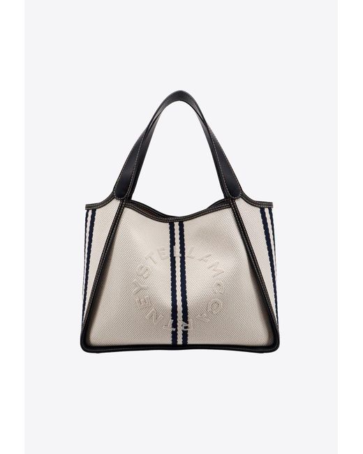 Stella McCartney White Logo Ryder Embroidered Canvas Tote Bag
