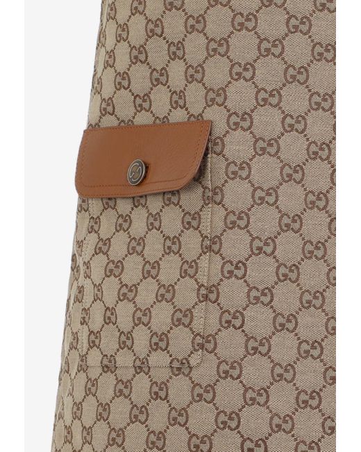 Gucci Brown Monogram-pattern Sleeveless Cotton-blend Midi Dress