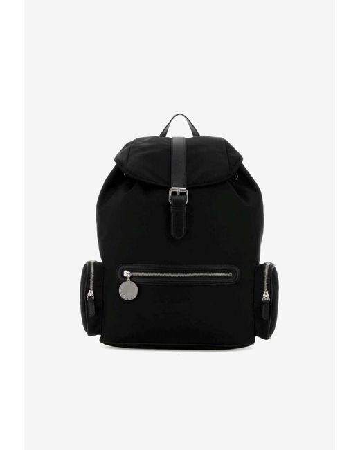 Stella McCartney Black Dartmoor Drawstring Flap Backpack