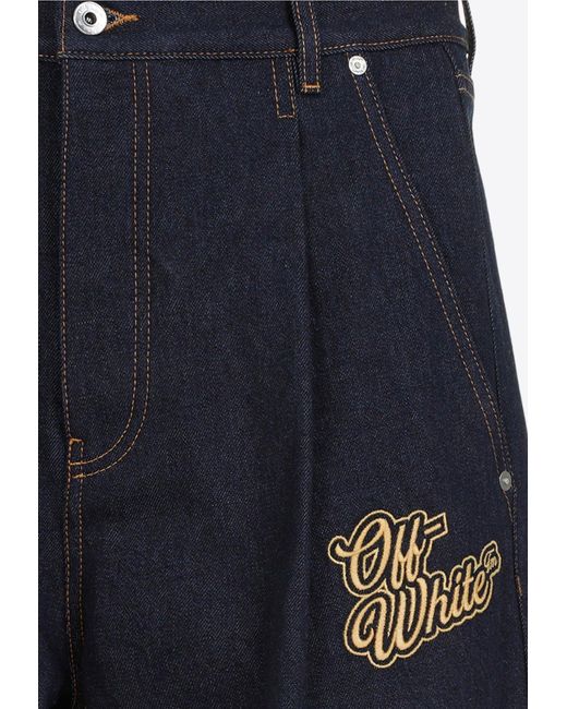 Off-White c/o Virgil Abloh Blue 90S Logo Denim Shorts for men