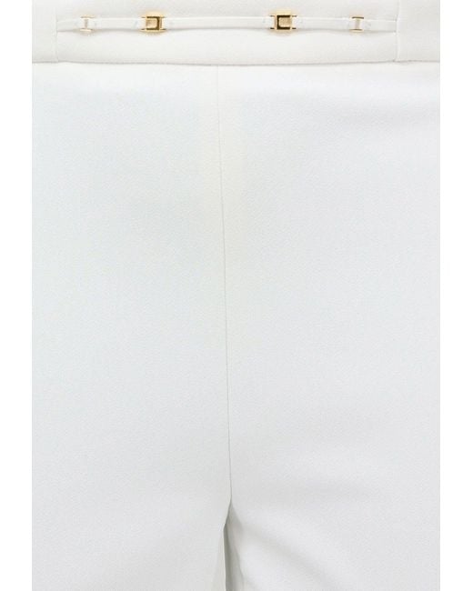 Elisabetta Franchi White Monogram Flared Pants