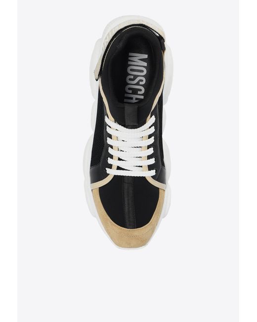 Moschino Black Teddy Logo Tape Sneakers for men