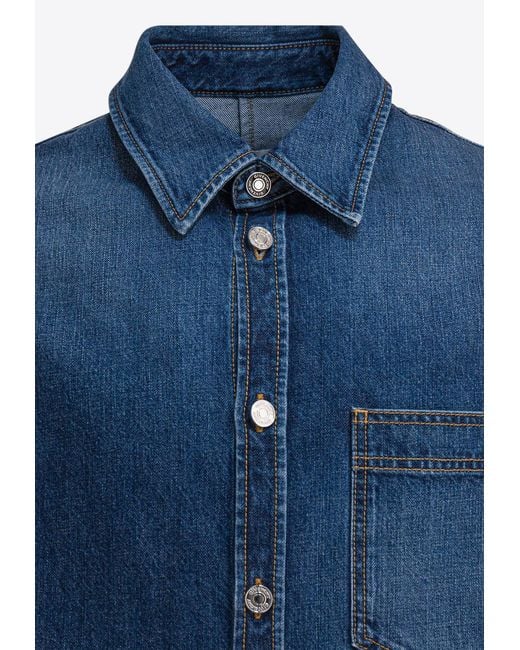 Givenchy Blue Logo Patch Denim Overshirt for men