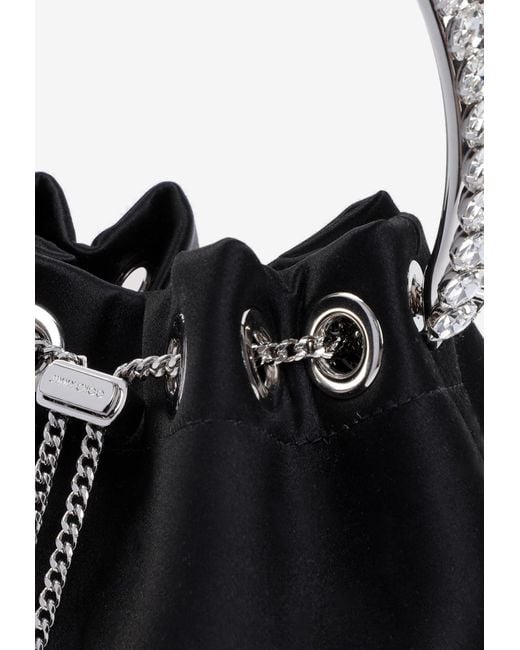 Jimmy Choo Black Bon Bon Satin Top Handle Bag