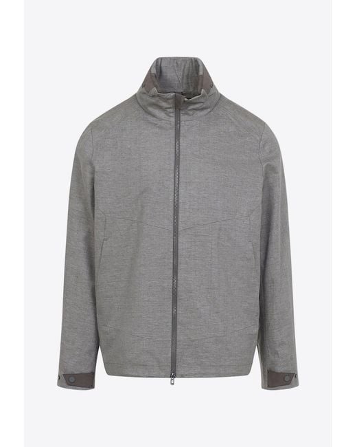 Sease Gray Laminated Zip-Up Jacket for men