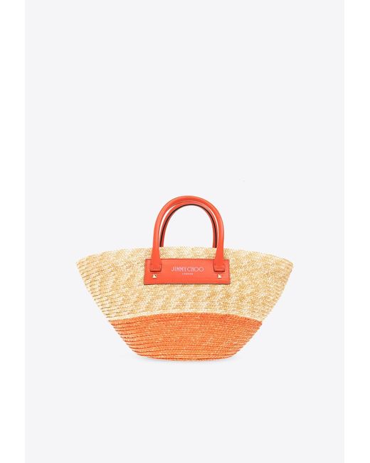 Jimmy Choo Pink Small Beach Basket Tote Bag