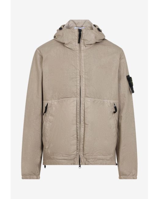 Stone Island Natural Logo Patch Zip-Up Jacket for men