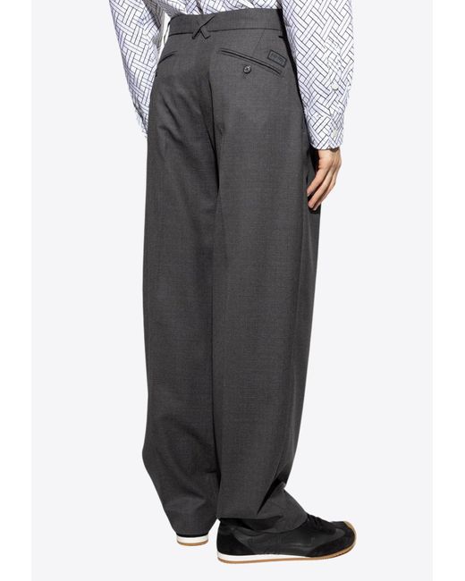 KENZO Gray Wool Creased Pants for men