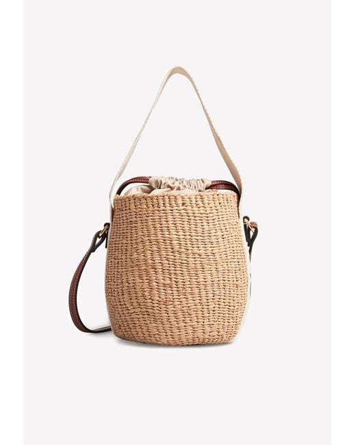 Chloé White Small Woody Basket Bucket Bag