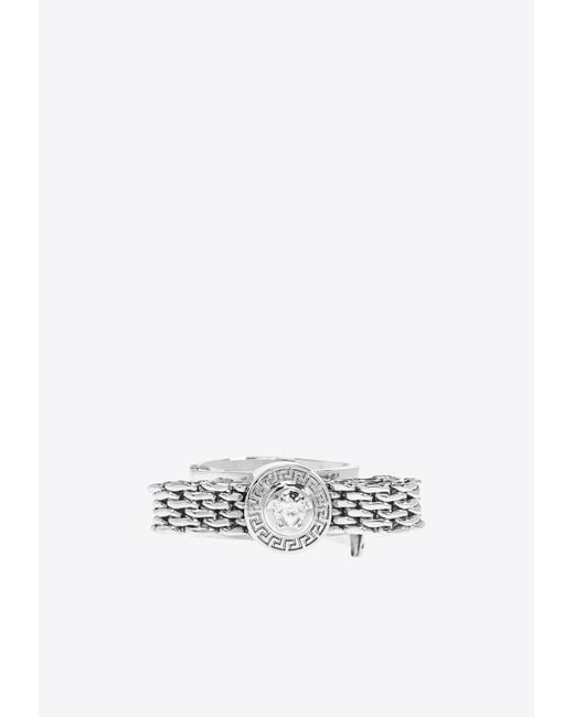 Versace White Gianni Ribbon Ring