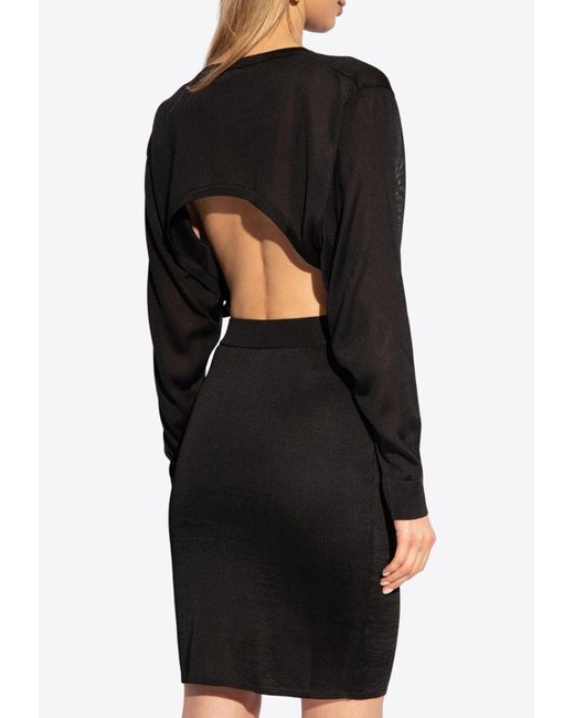 Saint Laurent Black Backless Knitted Mini Dress