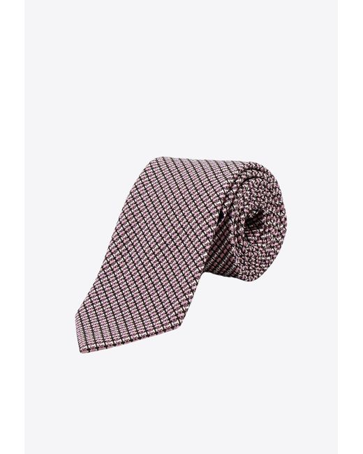 Tom Ford White Stripe Pattern Silk Tie for men