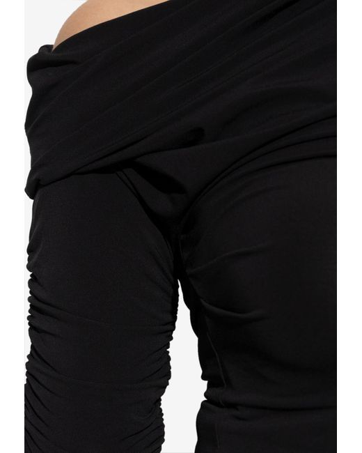 Jacquemus Black Drapeado One-Shoulder Mini Dress