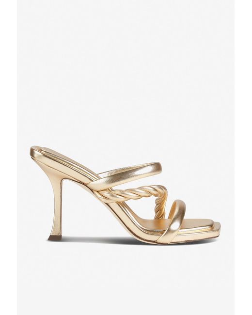 Jimmy Choo Diosa 90 Twisted Strap Sandals In Metallic Leather | Lyst UK