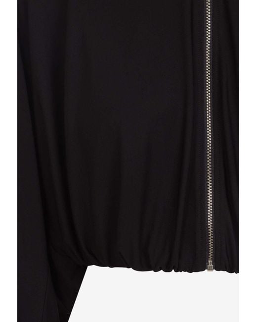 Alaïa Black Draped Cropped Zip-Up Jacket