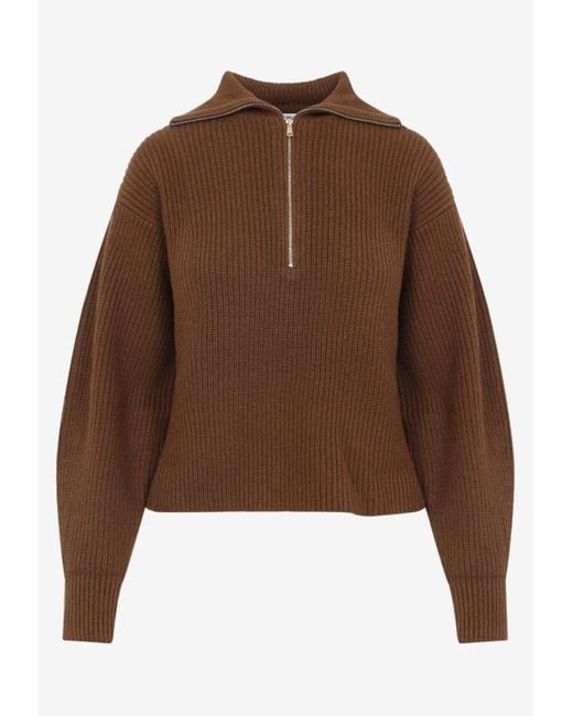 Max Mara Brown Nadar Half-Zip Sweater